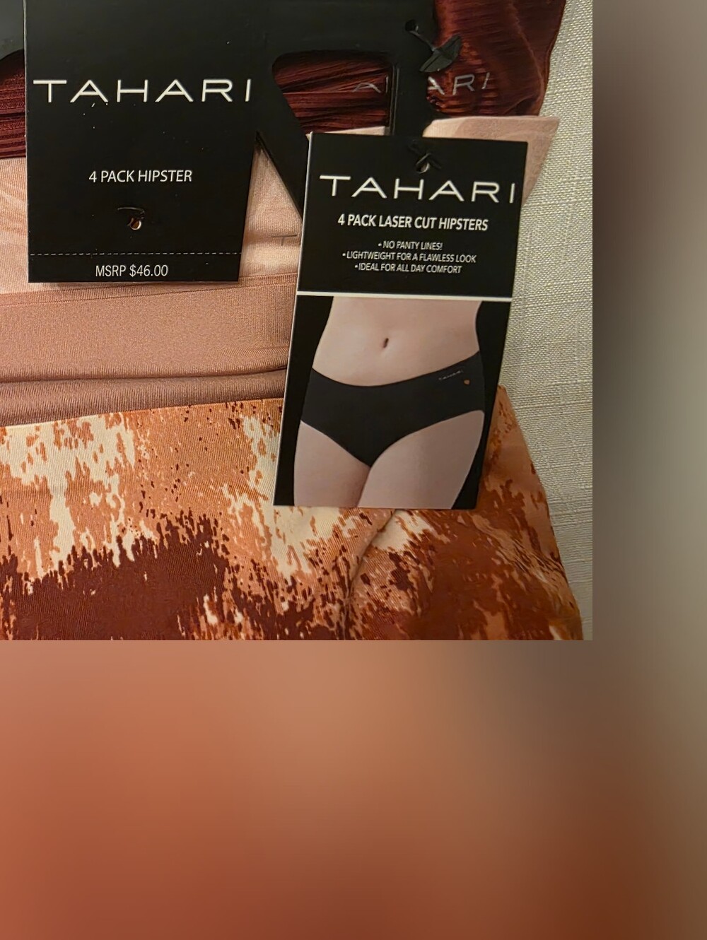 NWT Tahari Women’s 4-Pack Laser Cut Hipster Panties - Blush/Rose Mix